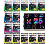 Regali Compleanno Bambini Scuola | Dettagli Compleanno Bambini, Bambini 3-12 Anni | Quaderni Grattare, 25 Set di Notebook Scratch, Adesivi e Matita di Legno | Riempimento Pignata Compleanno