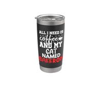 Regali con nome gatto zafferano All I Need Is Coffee Cat Named Bicchiere termico in acciaio inox doppia parete