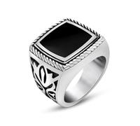 Regali Coppia Fidanzati, Anelli Acciaio Inossidabile Donna Taglia 15 17.7mm Motivo Floreale Vintage Engraved Regalo per Fidanzata Graduation Gioielli