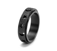 Regali Coppia Fidanzati, Anelli Donna Nero Acciaio Inossidabile Taglia 10 6mm Stella Luna Girevole Personalized Regalo per Fidanzata Birthday