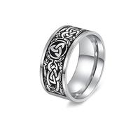 Regali Coppia Fidanzati, Anello Argento Semplice Acciaio Inossidabile Taglia 25 Nodo Celtico Vintage 10mm Personalized Regalo per Migliore Amico