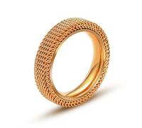Regali Coppia Fidanzati, Anello Oro Rosa Acciaio Inossidabile Taglia 10 Doppio Strato da 4 mm Personalized Regalo per Madre Anniversary Gioielli