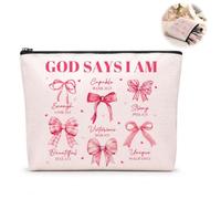 Regali cristiani per donne, borsa per il trucco ispiratrice con versi | Borsa per il trucco impermeabile, grande borsa per il trucco da viaggio, regali per donne, regali di incoraggiamento per le