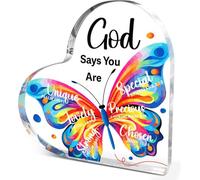 Regali cristiani per donne ragazze, regali spirituali religiosi per amiche colleghe, Dio dice che sei presente, farfalla regalo per donne, placca decorativa a forma di cuore in acrilico