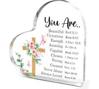 Regali cristiani per donne ragazze, regali spirituali religiosi per amiche colleghe, versi biblici citazione You are Beautiful acrilico cuore placca segni decorativi