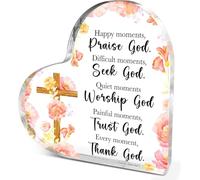 Regali cristiani per donne ragazze, regali spirituali religiosi per amiche colleghe, versi biblici citazione felice momento lode dio acrilico cuore placca segni decorativi