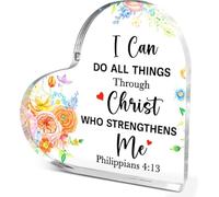 Regali cristiani per donne ragazze, regali spirituali religiosi per amiche colleghe, versi biblici citazione I Can Do All Things Throungh Christ, Philippian4: 13 Placca decorativa in acrilico a forma