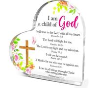Regali cristiani per donne ragazze, regali spirituali religiosi per amiche colleghe, versi biblici citazione I am a Child of God, placca decorativa in acrilico a forma di cuore