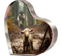 Regali cristiani per donne uomini, Gesù e agnello arte con croce, compleanno battesimo religioso regalo di ringraziamento per mamma, sorella, amica, casa, chiesa decorazione