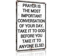 Regali cristiani per uomini e donne, la preghiera è la conversazione più importante della tua giornata, cartello in metallo vintage, decorazione da parete per casa, chiesa, sala di preghiera, ufficio
