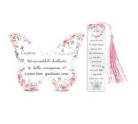 Regali Cugina Donne Segnalibro con Targhe e Cartelli Decorativi Acrilica Set da 2 Pezzi Compleanno Personalizzato Farfalla Segno Ricordi Segnapagina Laurea Natale Apprezza Regali per Lei dai Cugini