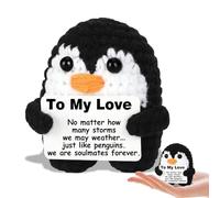 Regali d'amore per le donne roba carina piccolo pinguino fatto a mano positivo all'uncinetto animali anniversario di matrimonio ti amo regalo di San Valentino, Natale, regali di compleanno per lei