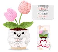 Regali dell'amicizia per le donne, tulipani all'uncinetto, fiori divertenti, piccoli regali di Natale e compleanno per donne, amici, colleghi, Bestie Galentines Presente carino roba accessori da