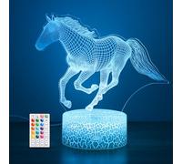 Regali di cavallo per ragazze, 16 colori Cavallo 3D Illusion Lampa, Luce notturna con telecomando e controllo tattile, Decorazione cavalli per la stanza dei bambini, Regali di compleanno per ragazze