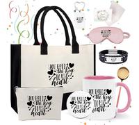 Regali di compleanno da donna, attraenti regali per il suo compleanno, 9 pezzi, con borsa tote, tazza, set regalo da donna, confezione regalo per donne che pensano a te, Coppia., 11oz