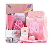Regali di compleanno per donne, cesti regalo di compleanno, set regalo spa, regali per la cura di sé e scatole regalo benessere, contenenti coperte, candele profumate e tazze. Regali premurosi