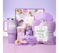 Regali di compleanno per donne madri, regali per la cura di sé Get Well Soon regali, lavanda rilassante spa regali cestino cura pacchetto w/lusso flanella coperta, idea unica per la mamma