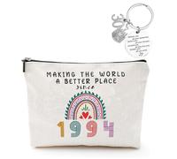 Regali di compleanno per le donne Borsa per il trucco arcobaleno Portachiavi ispiratore Idee per borsa cosmetica personalizzata 1994 1974 30° 50° compleanno regali per sua mamma moglie amante, Bianco