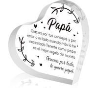 Regali di compleanno per papà spagnolo, targa in acrilico a forma di cuore, per ufficio, scrivania, souvenir, regalo per papà in spagnolo, regalo di Natale per la festa del papà da parte di figlia e