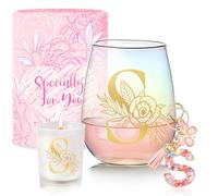 Regali di compleanno personalizzati per le donne Bicchieri da vino senza stelo con monogramma Regali di amicizia unici Regali di Natale elefante bianco regalo per donne, mamma, sorella, sua moglie