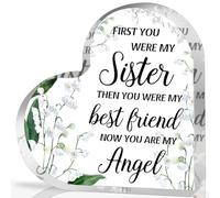 Regali di condoglianze per la perdita della sorella, regalo commemorativo per amiche donne donne, in memoria di sorella, targa in acrilico a forma di cuore, decorazione funebre commemorativa, regalo