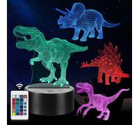 Regali di Dinosauro 4 Pezzi di Luce Notturna con Lampada a Dinosauro 3D con 16