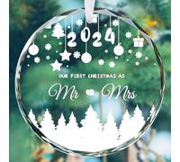 Regali di fidanzamento per coppie, regali per coppie appena fidanzate, regali di nozze per coppie 2024, regalo di fidanzamento felice per donne, sposa, amici, ornamento in vetro natalizio per il primo