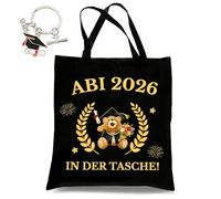Regali di laurea 2026 Set: sacchetti di stoffa e portachiavi - Abi in borsa - Regalo per diploma di scuola superiore ragazze e ragazzi - Custodia sostenibile & Ciondolo Abi 2026 come regalo di laurea