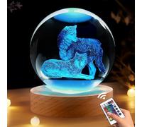 Regali di lupo, 80 mm, statuetta 3D a forma di lupo, lampada a sfera di cristallo con telecomando, lupi, decorazione per camera da letto, compleanno, Natale, per bambini, uomini, ragazzi e donne