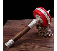 Regali di meditazione, buddismo per principianti Ruota di preghiera buddista tibetana, Ruota di preghiera in rame tenuta in mano con scorrimento del mantra, Manico in legno, per ri