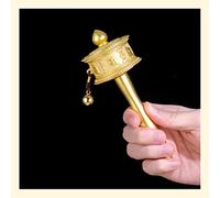 Regali di meditazione, buddismo per principianti Ruota di preghiera tenuta in mano Ruota di preghiera buddista Ruota di rame artigianale tibetana Mantra di guarigione Altare decora