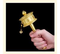 Regali di meditazione, buddismo per principianti Ruota di preghiera tenuta in mano Ruota di preghiera buddista Ruota di rame artigianale tibetana Mantra di guarigione Altare decora