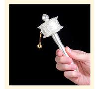 Regali di meditazione, buddismo per principianti Ruota di preghiera tenuta in mano Ruota di preghiera buddista Ruota di rame artigianale tibetana Mantra di guarigione Altare decora