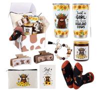 Regali di mucca delle Highland per le donne Highland Cow Stuff Regali a tema mucca per gli amanti della mucca includono bicchiere, tazza, borsa per il trucco, clip per artigli per capelli,