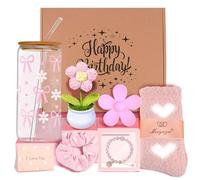 Regali di Natale per adolescenti, ragazze, donne, sorelle, amiche, figlia, nipote, ragazze, regali di compleanno alla moda, 7 pezzi carino margherita fiocco tazze di vetro cesto regalo per ragazze