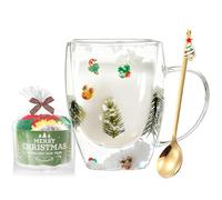 Regali di Natale per Donne e Uomini - Tazzine da Espresso in Vetro con Manico - Calzini Divertenti a Doppia Parete - Decorazioni Fiocchi di Neve - Idee per la Mamma