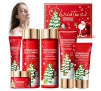 Regali di Natale per Donne,Set Skincare Viso 6 Pezzi con Melograno e Vitamina E,Kit Skincare con Detergente,Tonico,Lozione,Crema, Contorno Occhi e Maschera Notte,Regalo Natale per Ragazze Adolescenti