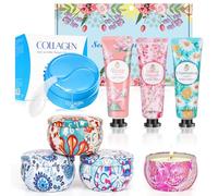 Regali di Natale, regalo per donne, Natale, 4 candele profumate, 3 mini set di crema per le mani, 60 cuscinetti per gli occhi, regalo per donne, Natale, San Valentino, compleanno