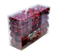 Regali di Natale Set di 100 palline di Natale - Decorazione - Infrangibile - Per interni ed esterni - Plastica - Ø3/4/6 cm - Opache, lucide, glitterate e aperte - Rosso