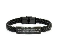Regali di nonna divertente - Bracciale in pelle intrecciata per fantastiche nonne, non sono una nonna normale. Sono una nonna fantastica. - Regalo unico di compleanno di familiari o amici, piccolo,