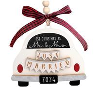 Regali di nozze, ornamento per il primo Natale di sposi di Natale 2024 in legno da 3, 9 pollici, regali per il signor e la signora, da appendere per gli sposi, albero di, mensola del camino, gh