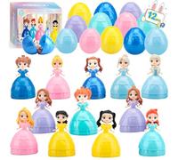 Regali di Pasqua per bambini, 12 uova di Pasqua riempite con giocattolo da principessa per ragazze, uova di Pasqua, perfette per cestini di Pasqua, decorazioni per feste, aule e incentivi di Pasqua