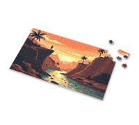 Regali di Pasqua Silhouette Of Man Standing On Scogliera Affacciato Tramonto Tropicale L Immagine Puzzle 1000 Pezzi Puzzle 1000 Pezzi (300PCS)