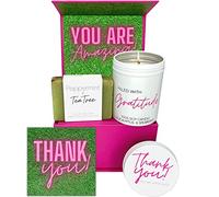 Regali di ringraziamento per le donne | Scatole regalo di apprezzamento Candela di gratitudine sapone naturale | Cesto regalo unico per dire grazie a donna, colleghi, insegnanti, amici, capo