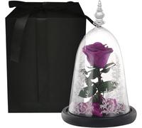 Regali di Rose Eterne per Le Donne Rose Conservate in Vetro per Sempre Fiori di Rosa Eterna Regalo di Nozze per Mamma Fidanzata, Purplerosebox