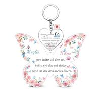 Regali di San Valentino 2 Pezzi Acrilico Targhe e Cartelli Decorativi Portachiavi Set Moglie Apprezza Compleanno Natale Anniversario Nozze Promemoria d'amore Ricordo Donna Farfalla Segno Regalo