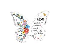 Regali Mamma, Uniche Idee Regalo di Compleanno Mamma, 10,2 x 7,6 cm, Forma Farfalla Acrilico, Regalo Promemoria Natale, Giorno del Ringraziamento, Festa della Mamma, Argento (E), acrilico, Senza