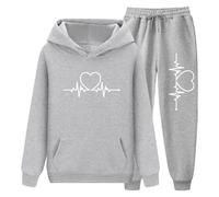 Regali Natale 2024 Tute Donna Donna Completo Tuta 2 Pezzi Completo a Maniche Lunghe Maglia Comode Pantaloni Dritti Tuta Autunno Inverno Set da Allenamento da Donna Completo Sportivo Donna (Grey, S)