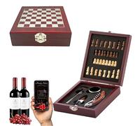 Regali originali per uomo- Regalo uomo - Set di accessori per vino e scacchi - Misuratore di temperatura - Cavatappi e apribottiglie 37 pz - 15x5x17cm