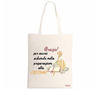 Regali Pazza idea Borsa Poliestere ecru - 34 X 39 cm - scritta cresima Ampio Scomparto - Manici Lunghi Rinforzati - Versatile